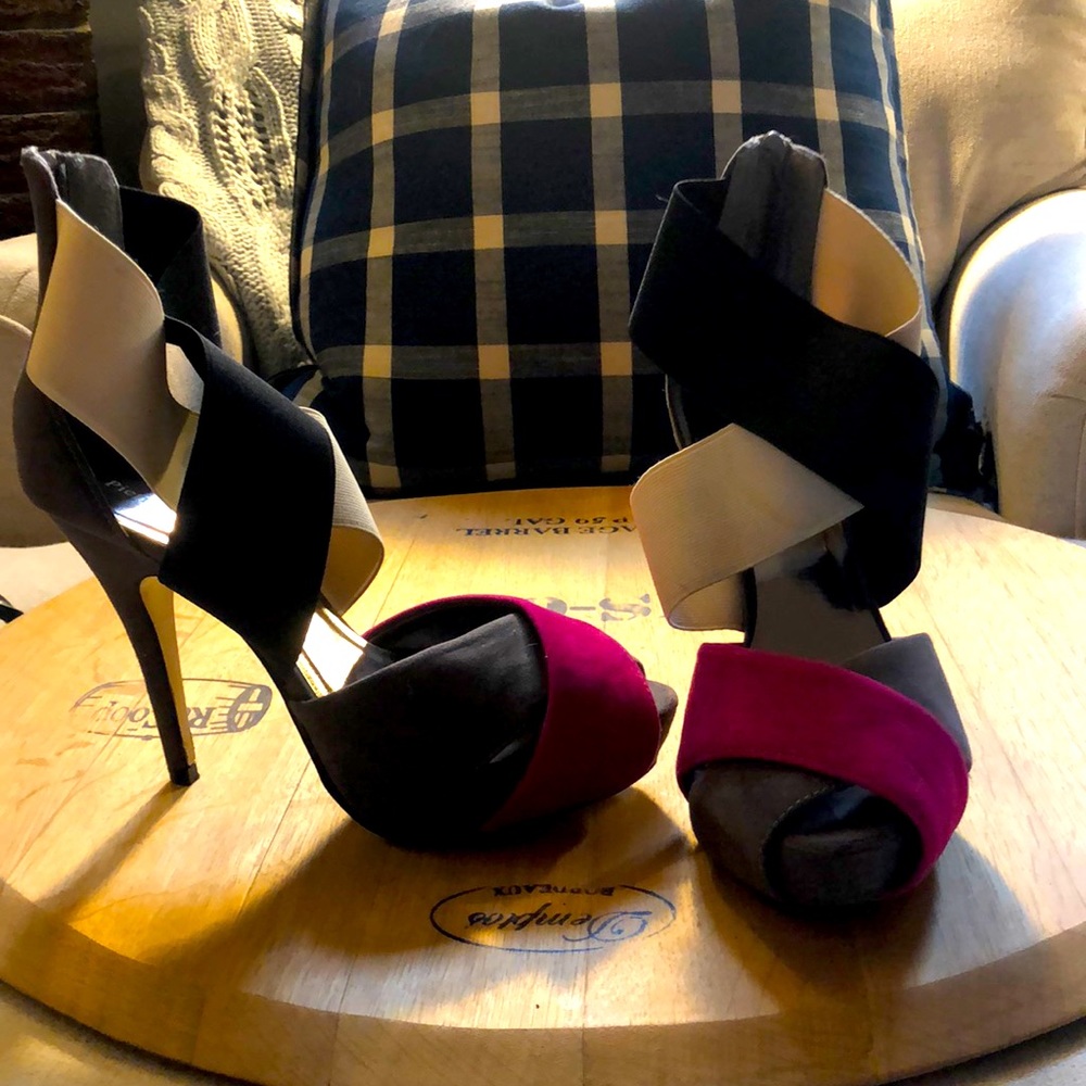 Pierre Dumas Multi Colored 4inch Platform Heels. Size 8.5.